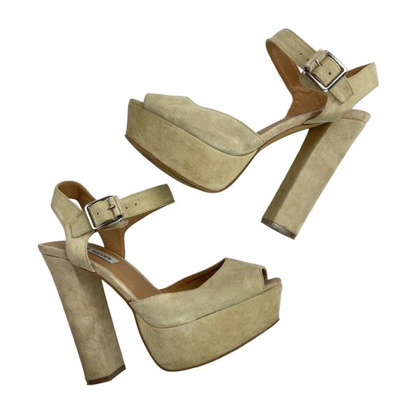 Steve Madden Jillyy Platform Sandals Size 9 Blush Suede Peep Toe Chunky Heel 90s - Picture 11 of 11